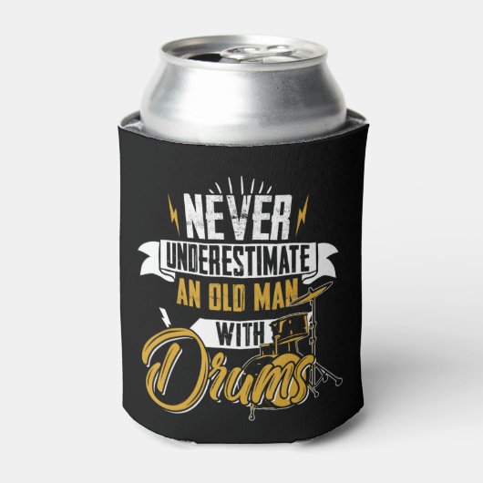Onderschat nooit een oud Man met drums voor mannen Blikjeskoeler (Blikje Voorkant)