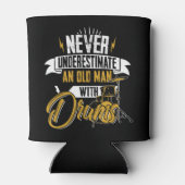 Onderschat nooit een oud Man met drums voor mannen Blikjeskoeler (Achterkant)