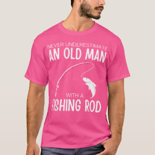 Onderschat nooit een oud Man met een Geviste staaf T-shirt