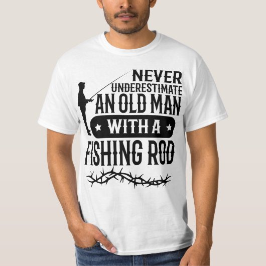 Onderschat nooit een oud Man met een Geviste staaf T-shirt (Voorkant)