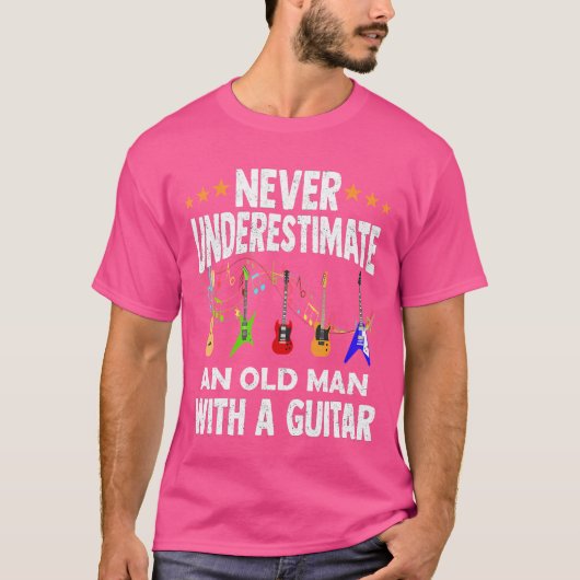 Onderschat nooit een oud Man met een gitaar Acous T-shirt (Voorkant)