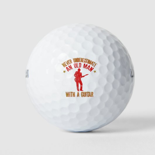 Onderschat nooit een oud Man met een gitaarafdruk Golfballen (Voorkant)