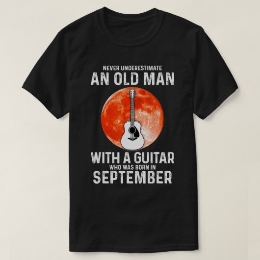 Onderschat nooit een oud Man met een gitaarsepet T-shirt (Design voorkant)