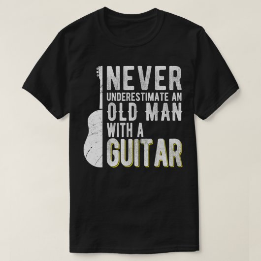 Onderschat nooit een oud man met een Guitar 2 T-shirt (Design voorkant)