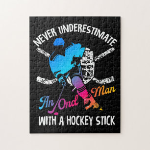 Onderschat nooit een oud Man met een Hockey Stick Legpuzzel