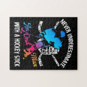 Onderschat nooit een oud Man met een hockeystick Legpuzzel (Horizontaal)