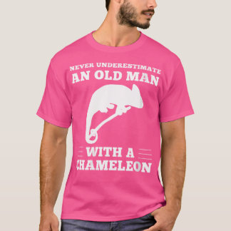 Onderschat nooit een oud Man met een kameleonpen T-shirt