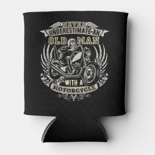 Onderschat nooit een oud Man met een motorfiets Blikjeskoeler (Voorkant)