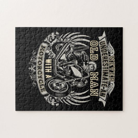 Onderschat nooit een oud Man met een motorfiets Legpuzzel (Horizontaal)