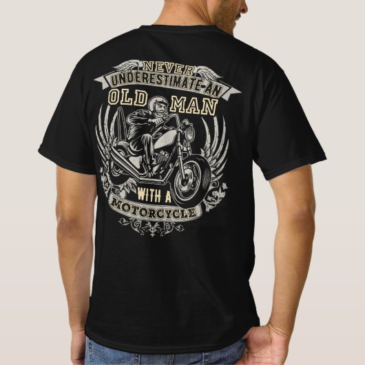 Onderschat nooit een oud Man met een motorfiets T-shirt (Achterkant)