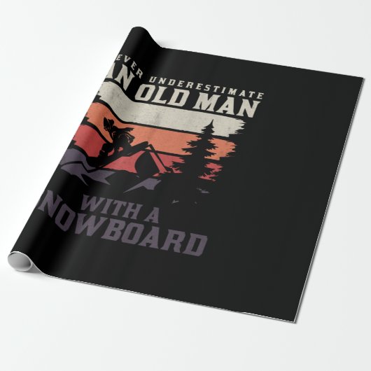 Onderschat nooit een oud man met een snowboard cadeaupapier (Uitgerold)
