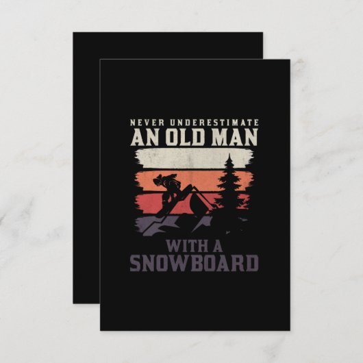 Onderschat nooit een oud man met een snowboard kaart (Voorkant / Achterkant)