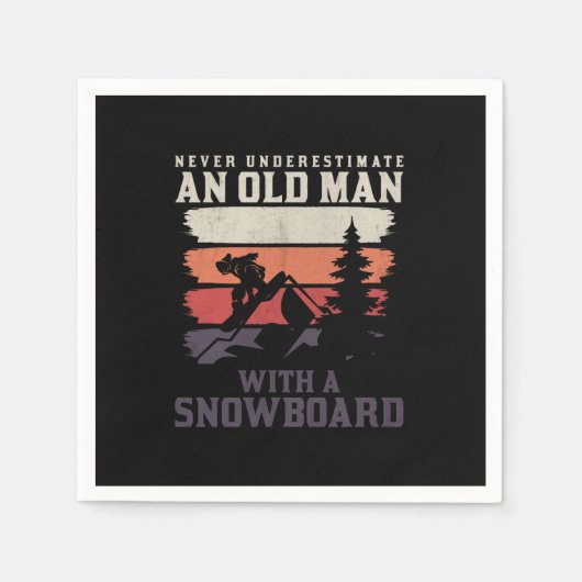 Onderschat nooit een oud man met een snowboard servet (Voorkant)