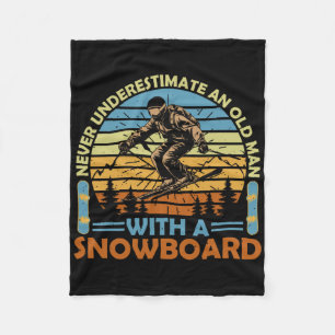 Onderschat nooit een oud Man met een Snowboard Sn Fleece Deken
