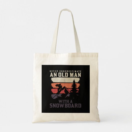 Onderschat nooit een oud man met een snowboard tote bag (Achterkant)