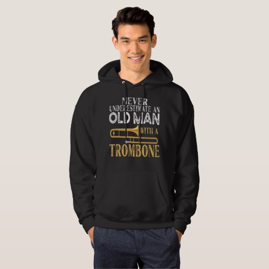 Onderschat nooit een oud Man met een trombone-GIF Hoodie (Voorkant volledig)
