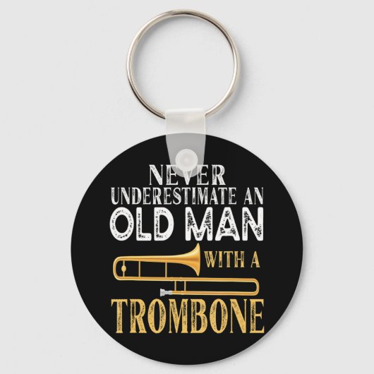 Onderschat nooit een oud Man met een trombone-GIF Sleutelhanger (Voorkant)
