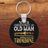 Onderschat nooit een oud Man met een trombone-GIF Sleutelhanger (Voorkant)