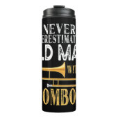 Onderschat nooit een oud Man met een trombone-GIF Thermosbeker (Voorkant)