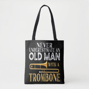 Onderschat nooit een oud Man met een trombone-GIF Tote Bag