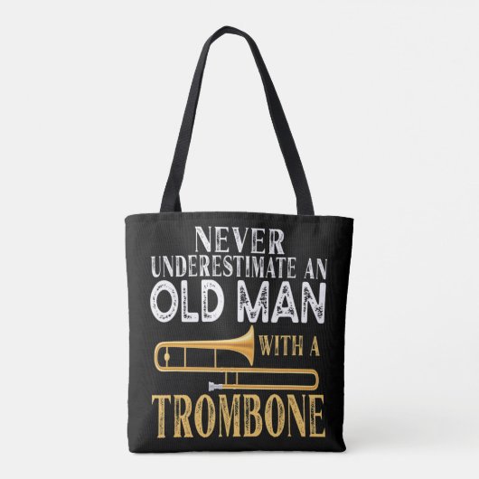 Onderschat nooit een oud Man met een trombone-GIF Tote Bag (Achterkant)