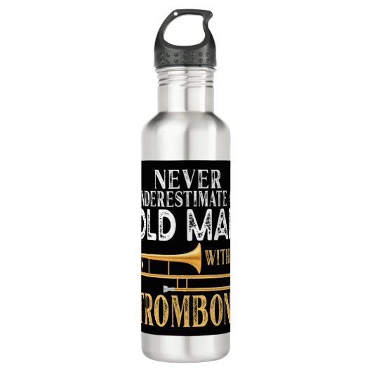 Onderschat nooit een oud Man met een trombone-GIF Waterfles (Voorkant)