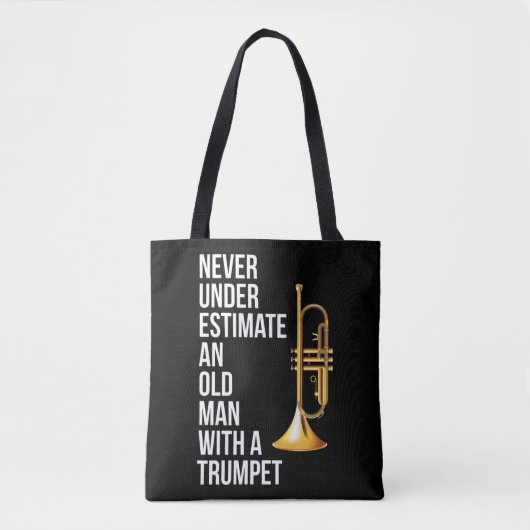 Onderschat nooit een oud Man met een Trumpet Prem Tote Bag (Voorkant)