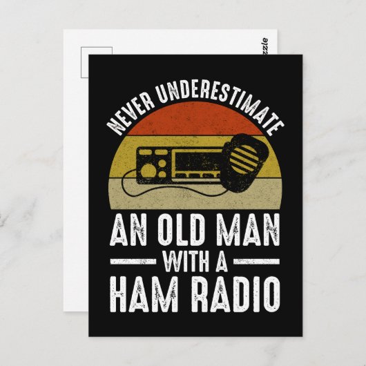 Onderschat nooit een oud Man met een uurradio Briefkaart (Voorkant / Achterkant)
