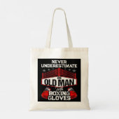 Onderschat nooit een oud Man met gebarsten handsch Tote Bag (Achterkant)