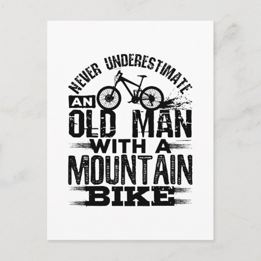 Onderschat nooit een oud Man met Mountain Bike Briefkaart (Voorkant)