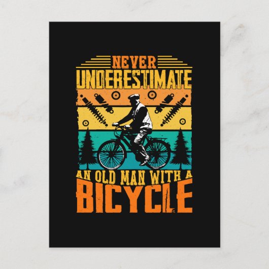 Onderschat nooit een oud Man op een bike Uitnodiging Briefkaart (Voorkant)