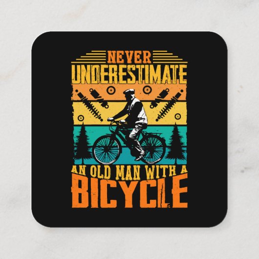 Onderschat nooit een oud Man op een bike Vierkante Visitekaartje (Achterkant)