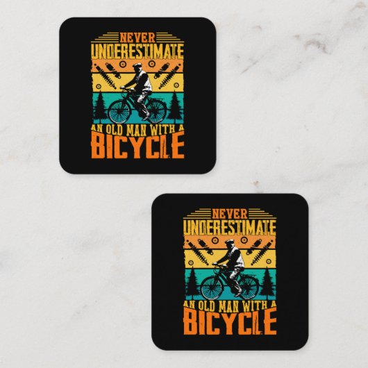 Onderschat nooit een oud Man op een bike Vierkante Visitekaartje (Voorkant / Achterkant)