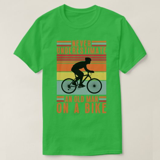 Onderschat nooit een oud Man op een fiets 14 T-shirt (Design voorkant)