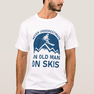 Onderschat nooit een oud Man op ski's T-shirt