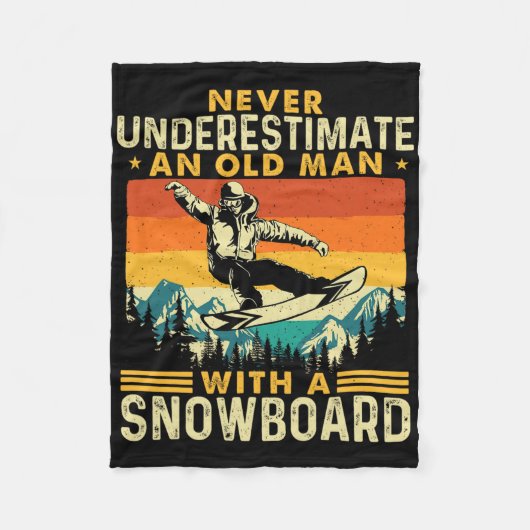 Onderschat nooit een oud Man - snowboardsneeuw Fleece Deken (Voorkant)