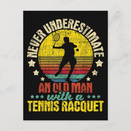 Onderschat nooit een oud Man - Tennis Racket SPO Informatiekaartje (Voorkant)