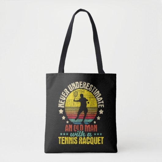 Onderschat nooit een oud Man - Tennis Racket SPO Tote Bag (Voorkant)