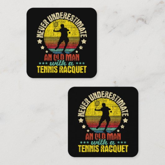 Onderschat nooit een oud Man - Tennis Racket SPO Vierkante Visitekaartje (Voorkant / Achterkant)