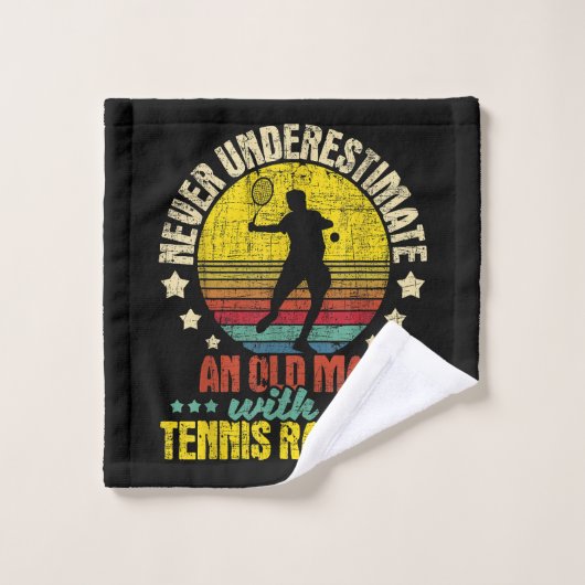 Onderschat nooit een oud Man - Tennis Racket SPO Washandje (Wasdoekje)