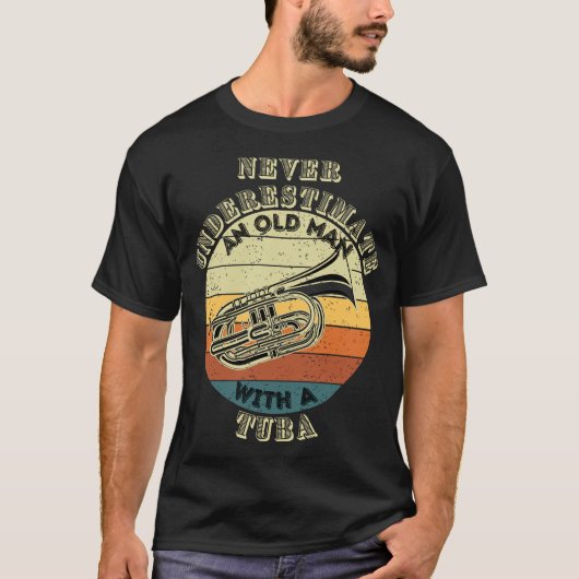 Onderschat nooit een oud Man - Tuba T-shirt (Voorkant)