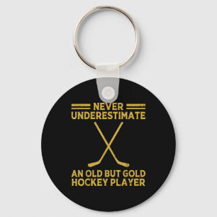 Onderschat Nooit Een Oude Hockeyspeler IJshockey Sleutelhanger
