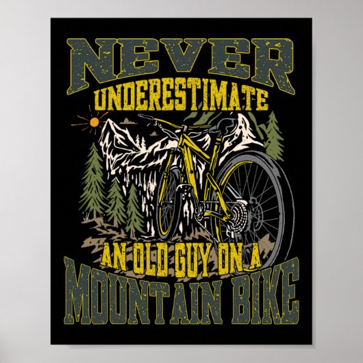 Onderschat nooit een oude kerel op een mountainbik poster (Voorkant)