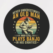 Onderschat nooit een oude man die banjo speelt labels (Design 2)