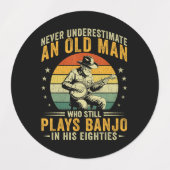 Onderschat nooit een oude man die banjo speelt labels (Design 1)