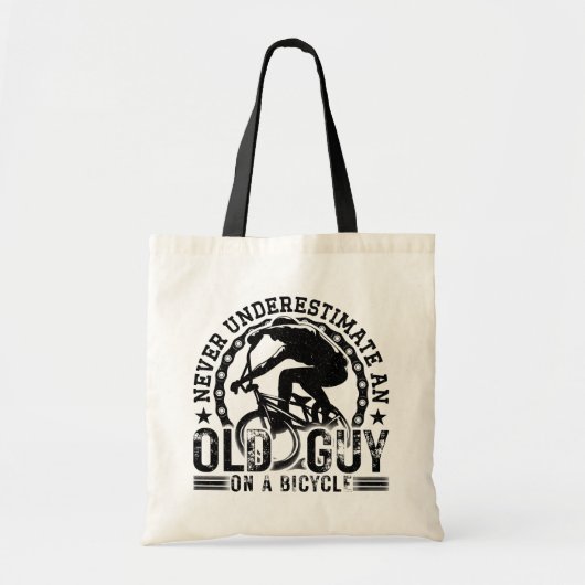 Onderschat nooit een oude man die cool fietst tote bag (Voorkant)