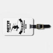 Onderschat nooit een oude man die gaat skiën bagagelabel (Voorkant horizontaal)