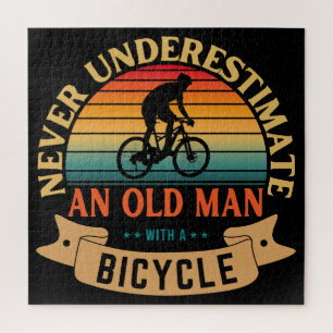 Onderschat nooit een oude man met een fiets legpuzzel