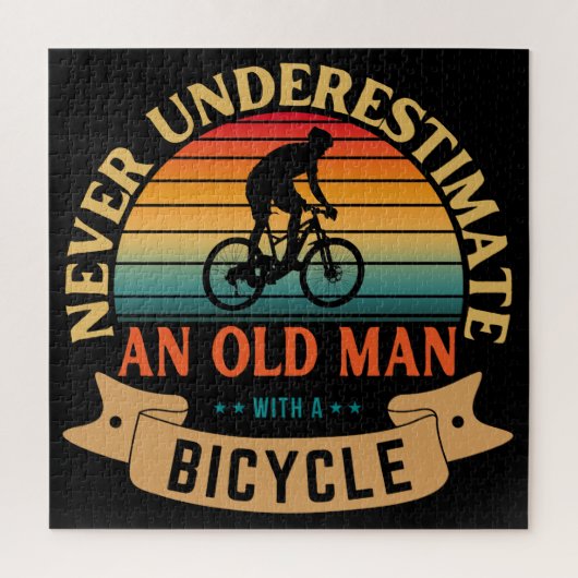 Onderschat nooit een oude man met een fiets legpuzzel (Verticaal)