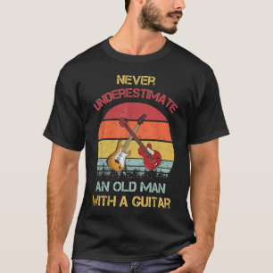 Onderschat nooit een oude man met een gitaar t-shirt